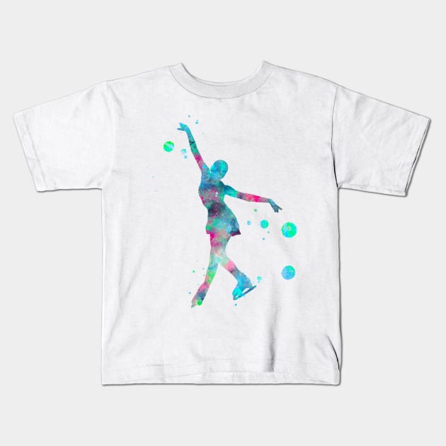 Figure Skating Watercolor Painting 1 Kids T-Shirt by Miao Miao Design